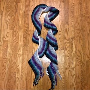 Shimmer Blue Purple Silver Curvy Knit Winter Scarf